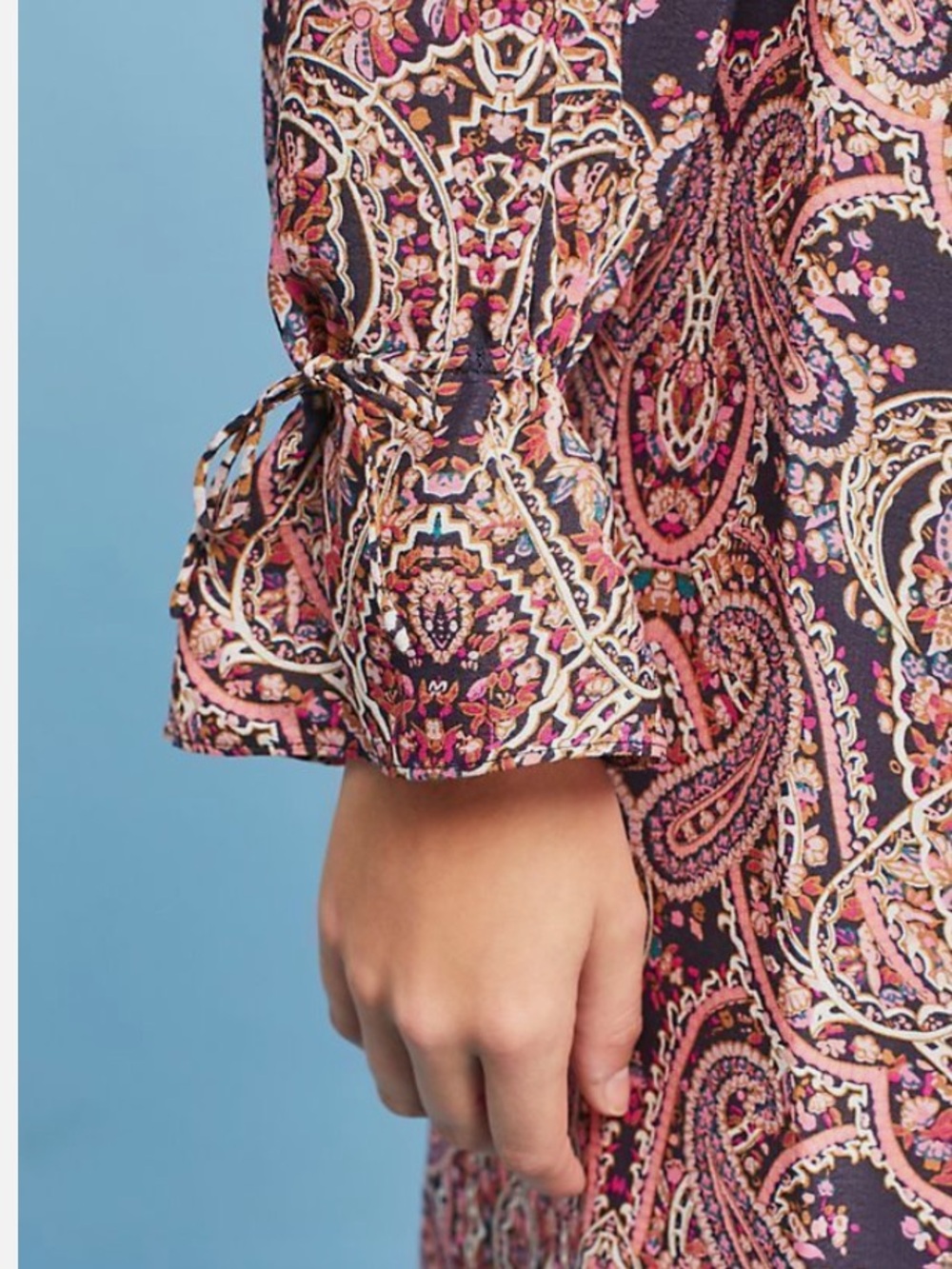 Maeve Brown and Pink Paisley & Leopard Smocked Peasant Dress - Picture 4 of 9